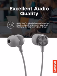 Lenovo - 300 Wired in-Ear USB-C Headphones - in-Line Microphone - USB-C Connectivity - Play & Pause Button - 3 Sizes Silicone Ear Tips Included, Grey thumbnail 3