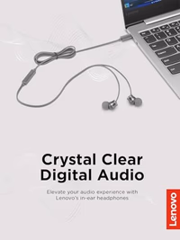 Lenovo - 300 Wired in-Ear USB-C Headphones - in-Line Microphone - USB-C Connectivity - Play & Pause Button - 3 Sizes Silicone Ear Tips Included, Grey thumbnail 2