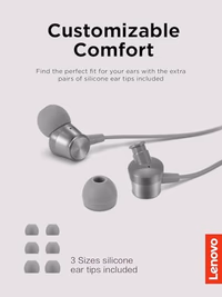 Lenovo - 300 Wired in-Ear USB-C Headphones - in-Line Microphone - USB-C Connectivity - Play & Pause Button - 3 Sizes Silicone Ear Tips Included, Grey thumbnail 5