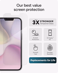 ZAGG Glass+ Screen Protector for iPhone 17e/ 16e/ 14/13/ 13 Pro - 3X Shatter Protection, High Scratch Resistance, Oil-Resistant, Reinforced Edges, InvisibleShield, Easy Install thumbnail 2