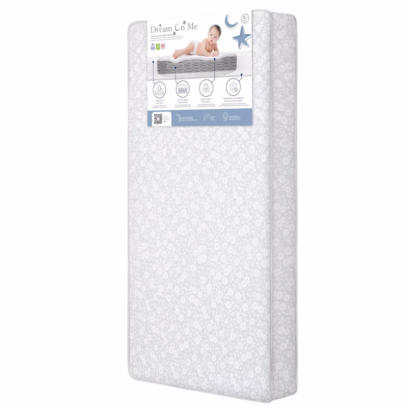 Dream On Me Nap Nest Crib and Toddler Mattress, Dual-Sided - Infants & Toddlers, Waterproof 5” Mattress with 88 Interwoven Coils, 75% Recycled Fiber, GREENGUARD Gold & BSA Certified – Daisy Dreams