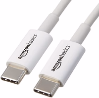 Amazon Basics USB-C to USB-C Fast Charger Cable, 480Mbps Speed, USB-IF Certified, for Fast Charging Apple iPhone 16/15, iPad, MacBook, Samsung Galaxy, Tablets, Laptops, 6 Foot, White thumbnail 1