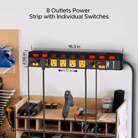 CRST 8 Outlet Heavy Duty Power Strip with Individual Switches, 15A/1875W Metal Power Strip Surge Protector with Circuit Breaker (1200 Joules), 6 FT 14AWG Extension Cord and Mounting Bracket thumbnail 2