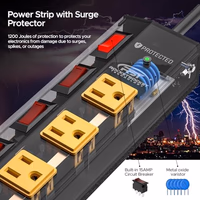 CRST 8 Outlet Heavy Duty Power Strip with Individual Switches, 15A/1875W Metal Power Strip Surge Protector with Circuit Breaker (1200 Joules), 6 FT 14AWG Extension Cord and Mounting Bracket thumbnail 4