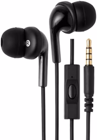 Amazon Basics Wired Earbuds with Microphone, In-Ear Headphones, 3.5mm Jack, High Definition Sound, Secure Fit, 4.2 ft Cable, S/M/L Ear Tips, Black thumbnail 1