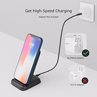 Amazon Basics 10W Qi Certified Wireless Charging Stand for Phone 16/15/14/13/12/11/X, Samsung, and More, with USB Cable, Black (No AC Adapter) thumbnail 3