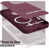 oakxco Silicone Case for iPhone 16 Pro Max Case Magnetic, Compatible with Magsafe Wireless Charging, Slim Thin Soft Rubber Gel, Girly Cute Aesthetic Hard Mag Safe Cover for Women, Burgundy Maroon thumbnail 5