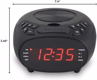 GPX Dual Alarm CD Clock Radio, Top Load, FM, Black (CC318B) thumbnail 5