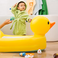 Munchkin Duck Inflatable Baby Bathtub for Babies 6-24 Months, White Hot Heat Alert, Great for Home or Travel, Classic Yellow Ducky thumbnail 2