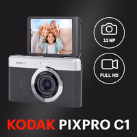 Kodak PIXPRO C1 Friendly Zoom Digital Camera - 13MP Compact Point and Shoot with 2.8” 180° Tilt LCD Flip Screen, Retro Vintage Design with 4X Zoom and 1080P Full HD Video for Travel, Vlogging, Black thumbnail 3