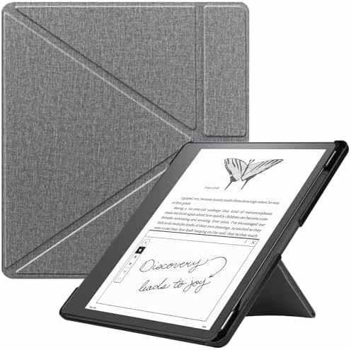 KuRoKo Slimshell Case for Kindle Scribe (2024/2022 Released), Premium Lightweight PU Leather Stand Cover with Auto Sleep/Wake for 10.2 inch Amazon Kindle Scribe 2024(1st Gen)/2022-Grey