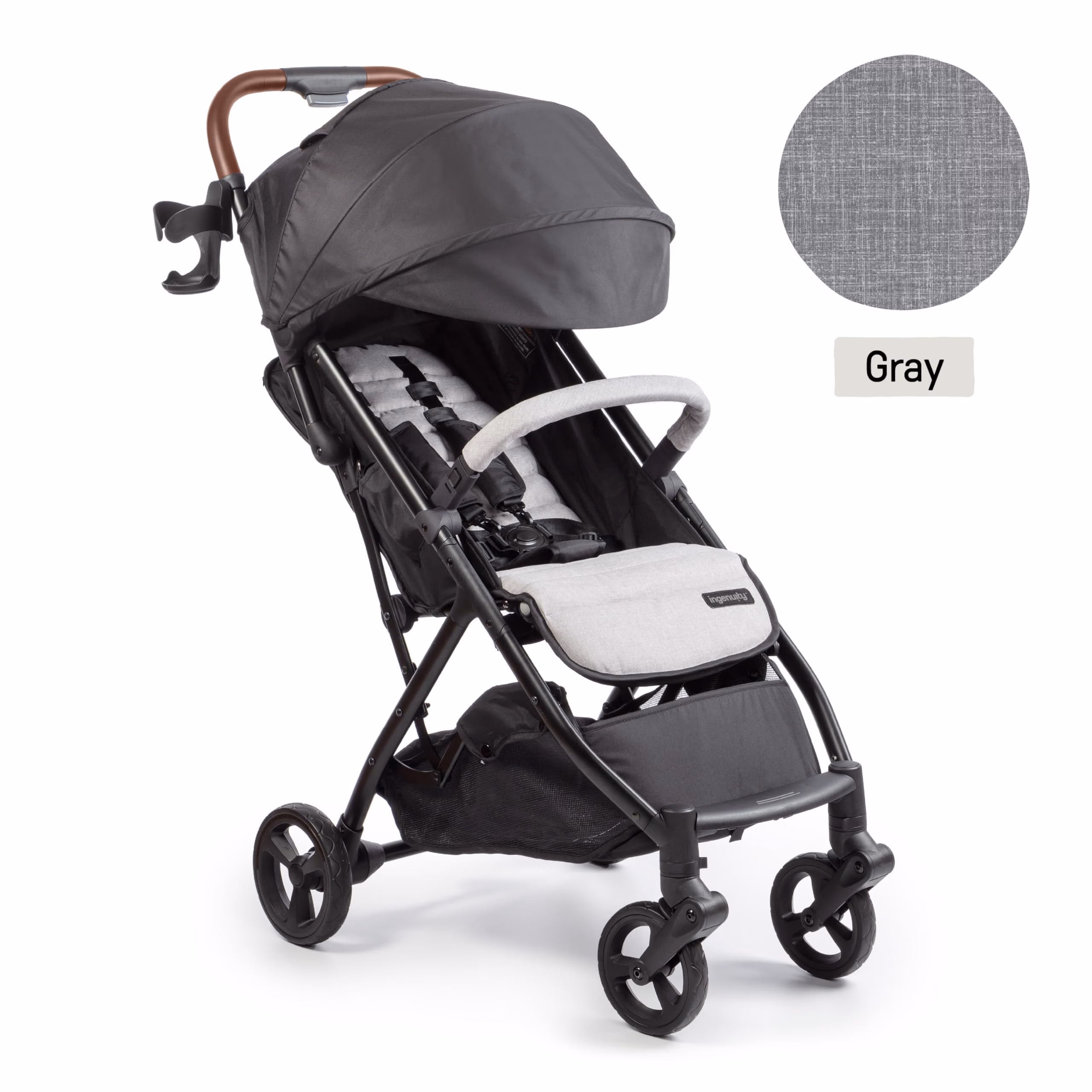 Ingenuity 3Dquickclose CS+ Compact Fold Stroller – Lightweight Stroller with Oversized Canopy, Extra-Large Storage and Compact Fold, Gray thumbnail 4