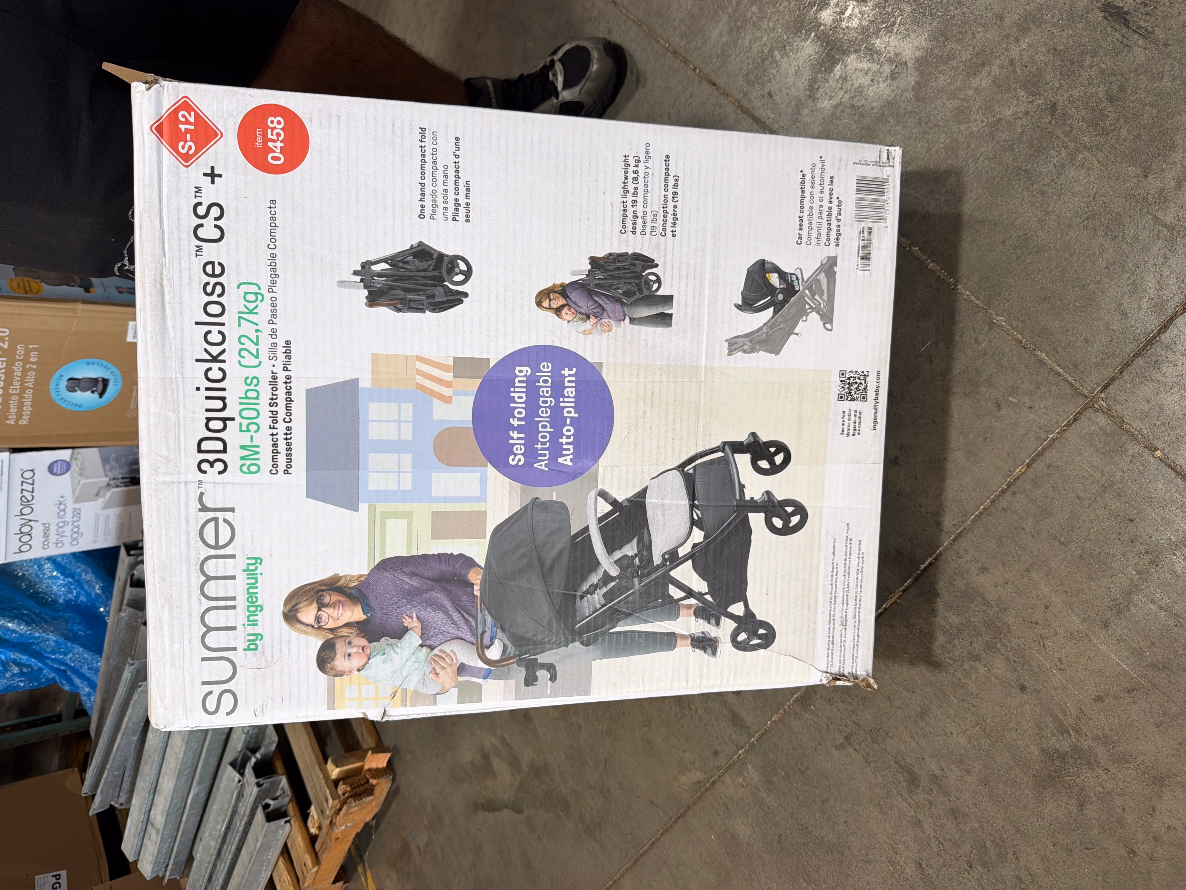 Ingenuity 3Dquickclose CS+ Compact Fold Stroller – Lightweight Stroller with Oversized Canopy, Extra-Large Storage and Compact Fold, Gray thumbnail 2