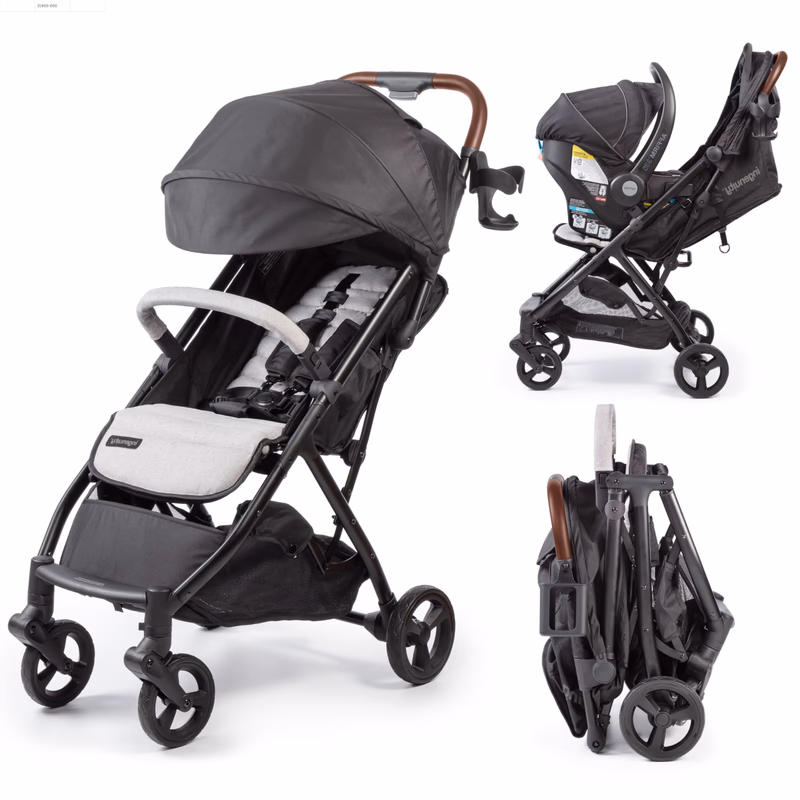 Ingenuity 3Dquickclose CS+ Compact Fold Stroller – Lightweight Stroller with Oversized Canopy, Extra-Large Storage and Compact Fold, Gray