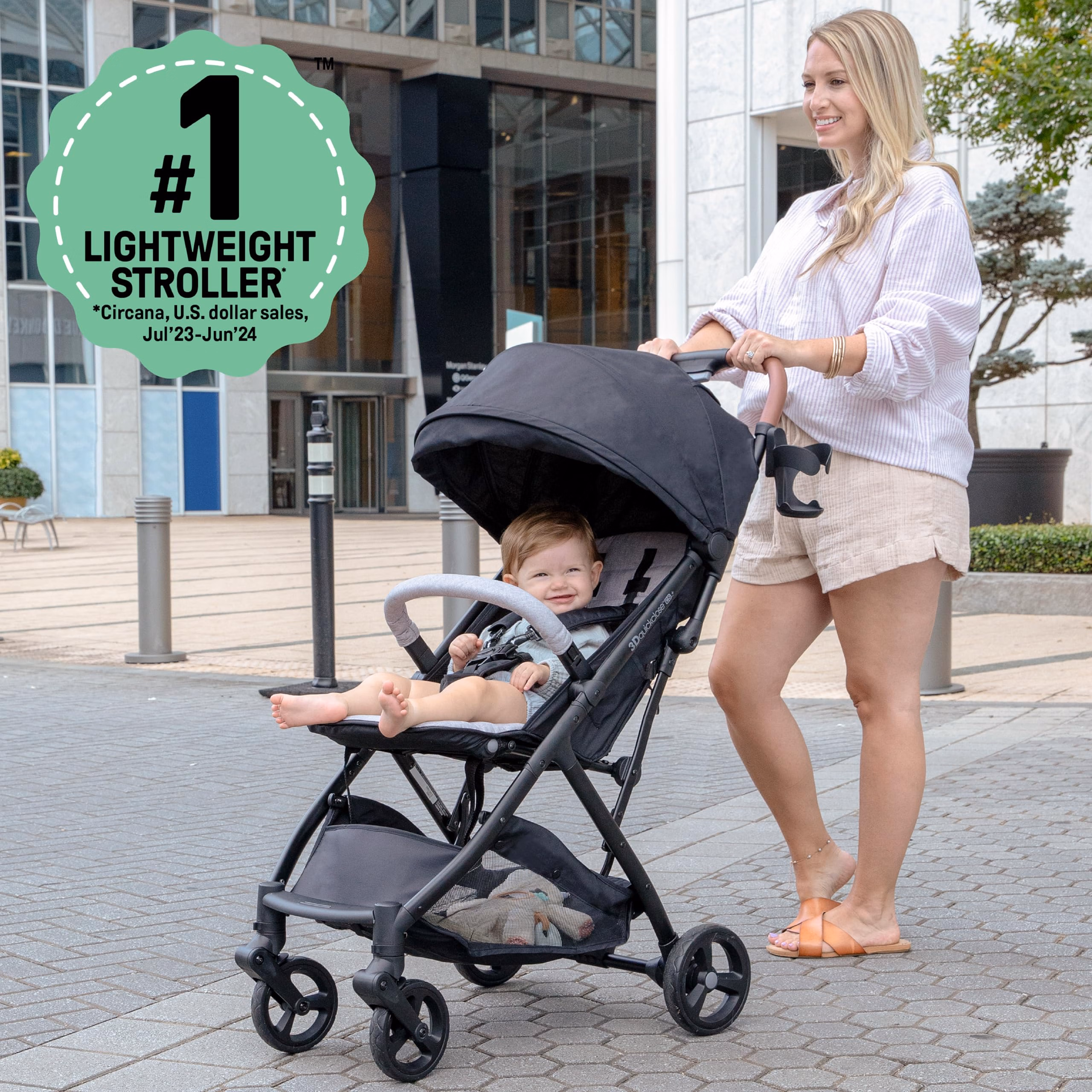 Ingenuity 3Dquickclose CS+ Compact Fold Stroller – Lightweight Stroller with Oversized Canopy, Extra-Large Storage and Compact Fold, Gray thumbnail 2