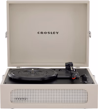 Crosley CR8017B-GY Voyager Vintage Portable Vinyl Record Player Turntable with Bluetooth in/Out and Built-in Speakers, Gray thumbnail 1