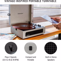 Crosley CR8017B-GY Voyager Vintage Portable Vinyl Record Player Turntable with Bluetooth in/Out and Built-in Speakers, Gray thumbnail 4
