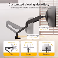 monTEK Single Monitor Arm for Max 45 Inch Ultrawide Screens Adjustable Monitor Desk Mount Holds 35 Lbs Cable Management with Clamp/Grommet Desk Mount, VESA 75/100mm thumbnail 2