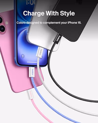 Belkin USB C to USB C Cable, 3.3ft, 60W - Type C Charger, iPhone Charger Cord, Soft, Braided, Flexible for iPhone 17, Galaxy S25, Pixel 9, Airpods, iPad Pro, Tablet & More, Travel Essentials - White thumbnail 3