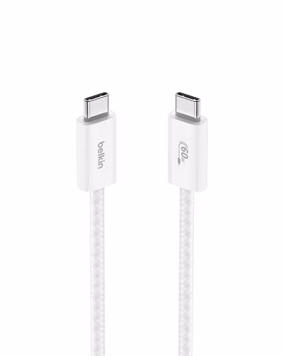 Belkin USB C to USB C Cable, 3.3ft, 60W - Type C Charger, iPhone Charger Cord, Soft, Braided, Flexible for iPhone 17, Galaxy S25, Pixel 9, Airpods, iPad Pro, Tablet & More, Travel Essentials - White