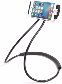 Universal Smart Mobile Phone Stand,Hanging on Neck Cell Phone Mount Holder, Lazy Cell Phone Holder (Black) thumbnail 1