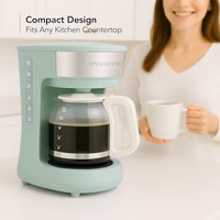 OVENTE 12-Cup Drip Coffee Maker with Borosilicate Glass Carafe, One-Touch Operation Machine, Anti-Drip System, Reusable Filter and Clear View Water Gauge, Ideal for Home or Office, Light Teal CM412LBL thumbnail 5