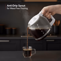 OVENTE 12-Cup Drip Coffee Maker with Borosilicate Glass Carafe, One-Touch Operation Machine, Anti-Drip System, Reusable Filter and Clear View Water Gauge, Ideal for Home or Office, Light Teal CM412LBL thumbnail 4