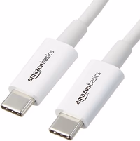 Amazon Basics USB-C to USB-C Fast Charging Cable, 480Mbps Speed, USB-IF Certified, for Apple iPhone 16/15, iPad, Samsung Galaxy, Tablets, Laptops, 9 Foot, White thumbnail 1