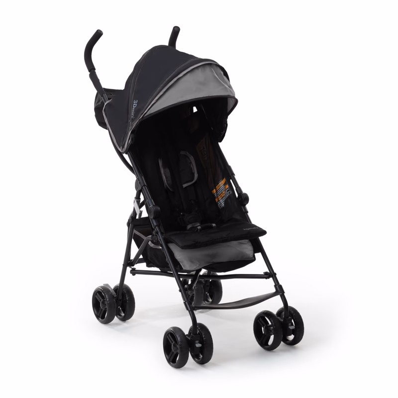 Ingenuity 3D Mini Convenience Stroller – Lightweight Stroller with Compact Fold, Multi-Position Recline, Canopy with Pop Out Sun Visor and More – Umbrella Stroller for Travel and More, Gray