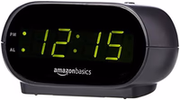 Amazon Basics Small Digital Oval Alarm Clock with LED Display, Nightlight, Snooze Function & Battery Backup, Black, 4.5 x 3.5 x 2.4 Inches thumbnail 1