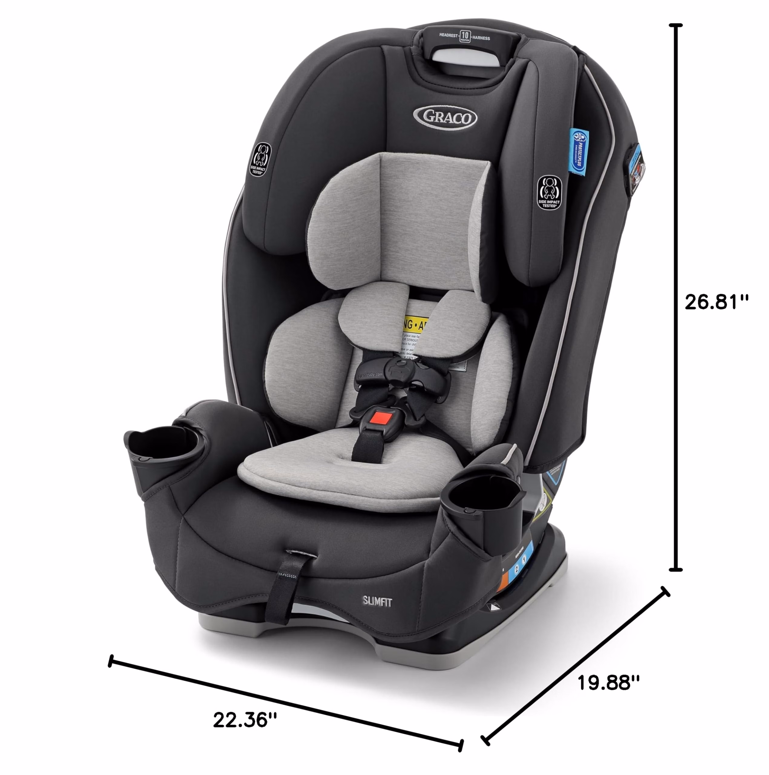 Graco Slimfit 3-in-1 Convertible Car Seat, Slim Car Seat with Space-Saving Design, Highback Booster Seat with 10-Position Headrest, Rear Facing and Forward Facing Carseat, Darcie thumbnail 2