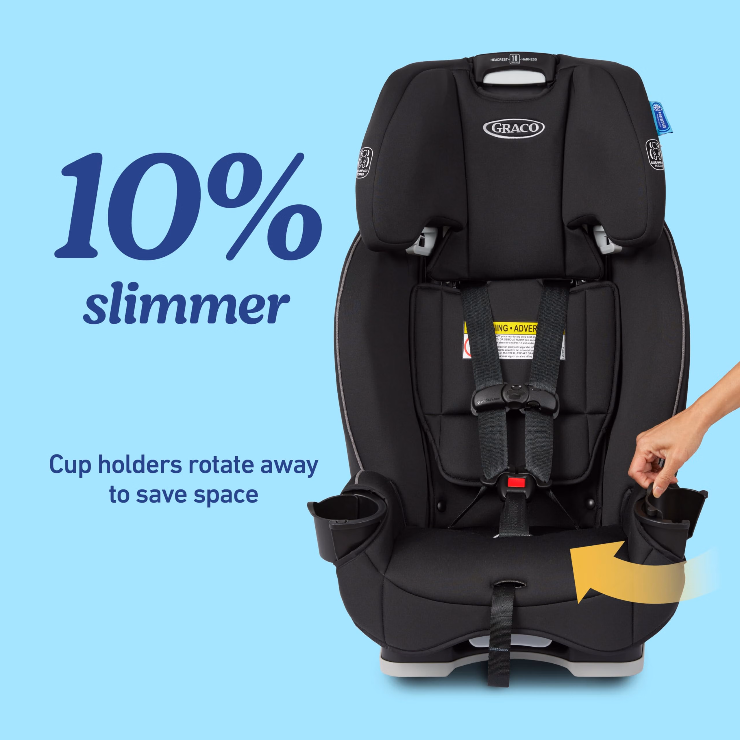 Graco Slimfit 3-in-1 Convertible Car Seat, Slim Car Seat with Space-Saving Design, Highback Booster Seat with 10-Position Headrest, Rear Facing and Forward Facing Carseat, Darcie thumbnail 4