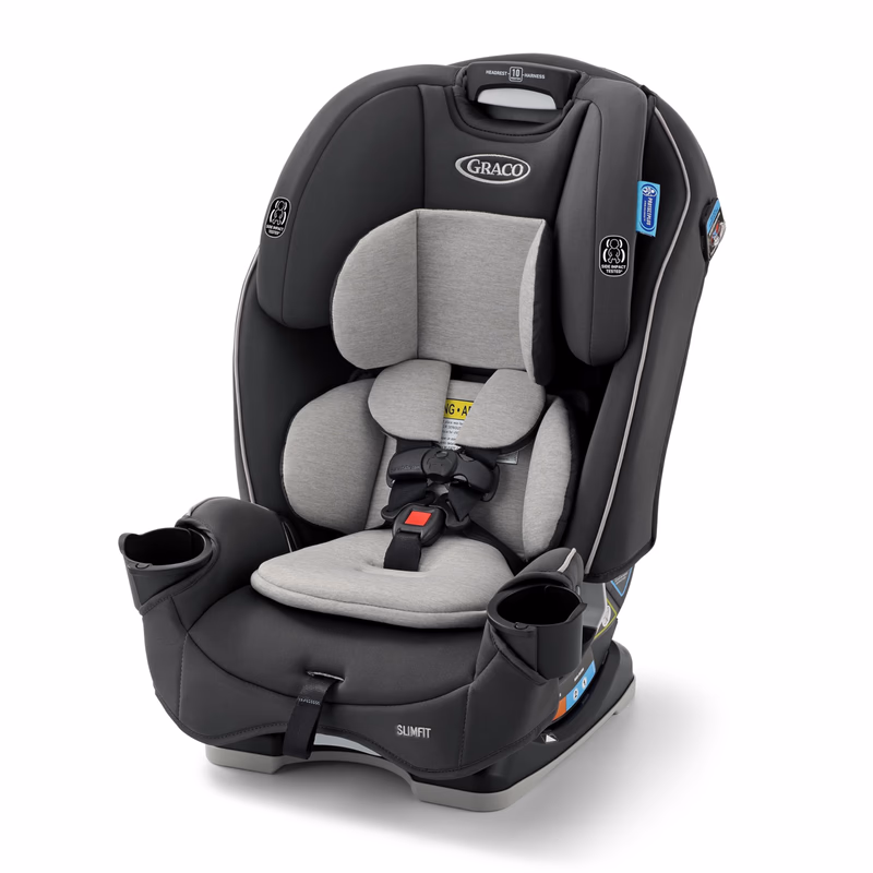 Graco Slimfit 3-in-1 Convertible Car Seat, Slim Car Seat with Space-Saving Design, Highback Booster Seat with 10-Position Headrest, Rear Facing and Forward Facing Carseat, Darcie