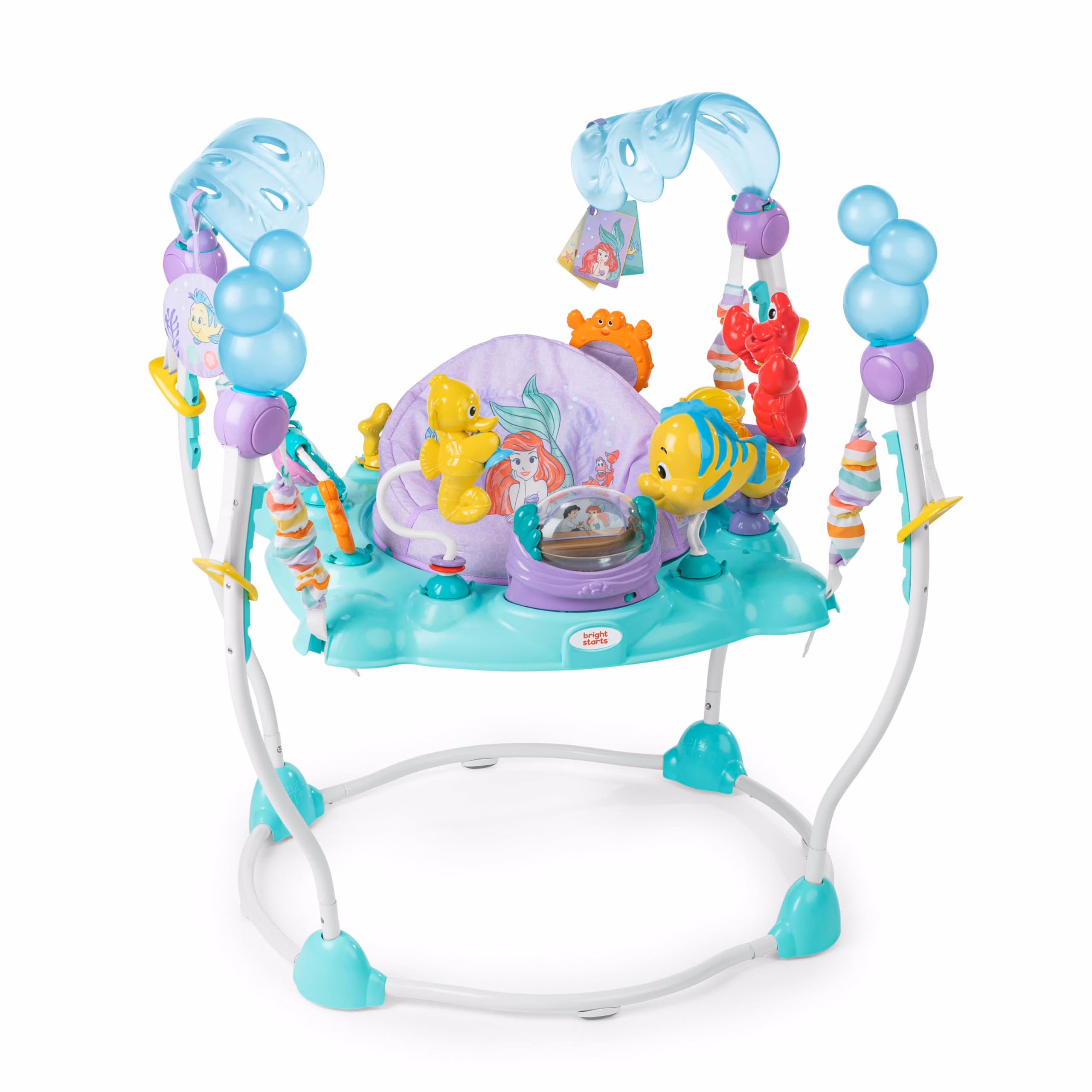 Bright Starts Disney The Little Mermaid Sea of Activities Baby Activity Jumper with Interactive Toys, Lights & Music with Disney Princess Ariel, 6-12 Months (Blue) thumbnail 1