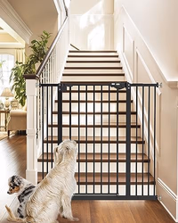 InnoTruth 36" Tall Baby Gate for Dogs, 29-39.6” Auto Close Safety Gate Crafted for Child Protection with 2.24" Slots, Dual-Lock Safety Design and Wall-Friendly, Black thumbnail 1