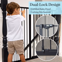 InnoTruth 36" Tall Baby Gate for Dogs, 29-39.6” Auto Close Safety Gate Crafted for Child Protection with 2.24" Slots, Dual-Lock Safety Design and Wall-Friendly, Black thumbnail 4