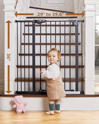 InnoTruth 36" Tall Baby Gate for Dogs, 29-39.6” Auto Close Safety Gate Crafted for Child Protection with 2.24" Slots, Dual-Lock Safety Design and Wall-Friendly, Black thumbnail 3