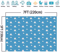 7x5FT Cartoon Kids Backdrop Blue Sky White Clouds Background Birthday Party Boy Baby Shower Dessert Table Banner Supplies Photo Booth Props thumbnail 4