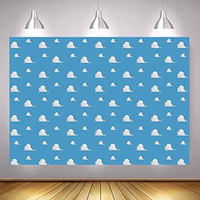 7x5FT Cartoon Kids Backdrop Blue Sky White Clouds Background Birthday Party Boy Baby Shower Dessert Table Banner Supplies Photo Booth Props thumbnail 2