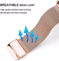 Band Compatible with Galaxy Watch 4/4 Classic / 5/5 Pro / 6/6 classic / 3 41mm / Galaxy Watch 42mm / Active 2, 20mm Stainless Steel Metal Mesh Replacement Strap for Women Men (Rose gold) thumbnail 3