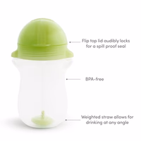 Munchkin Any Angle Weighted Toddler Straw Cups with Click Lock Lid, 10 Ounce, 2 Pack, Blue/Green thumbnail 4