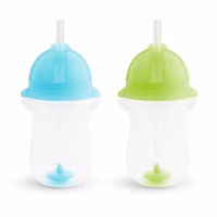 Munchkin Any Angle Weighted Toddler Straw Cups with Click Lock Lid, 10 Ounce, 2 Pack, Blue/Green thumbnail 1