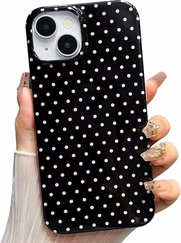 Jmltech for iPhone 14 Case Polka Dot Phone Cases Aesthetic Design Trendy Simple Case Slim Shockproof Protective Cover Black