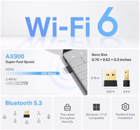 TP-Link 2-in-1 USB Bluetooth WiFi Adapter Archer TX10UB Nano | AX900 WiFi 6 BT 5.3 USB 2.0 Adapter for Desktop PC | Dual-Band WiFi Dongle | OFDMA, MU-MIMO, WPA3 | Travel Size | Supports Windows 11,10 thumbnail 2