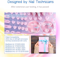 Keyboard Cover for Long Nails Compatible with MacBook Pro 13 inch M2 2023, 2022, 2021 2020 M1 A2338 A2289 A2251&Compatible with MacBook Pro 16 2020 2019 A2141 Touch ID, US ANSI (Pink & Heart) thumbnail 5