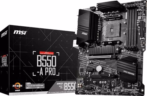 MSI B550-A PRO V1 ProSeries Motherboard (AMD Ryzen 5000, AM4, DDR4, PCIe 4.0, SATA 6Gb/s, M.2, USB 3.2 Gen 2, HDMI/DP, ATX)
