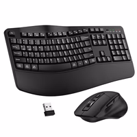 Wireless Keyboard and Mouse Combo, 2.4G Full Size Wave Keys Ergonomic Keyboard with Wrist Rest and 3-Level DPI Adjustable Wireless Ergonomic Mouse for Windows, Mac OS Desktop/Laptop/PC(Black) thumbnail 1
