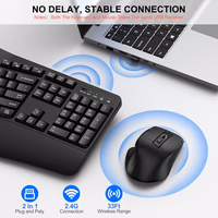 Wireless Keyboard and Mouse Combo, 2.4G Full Size Wave Keys Ergonomic Keyboard with Wrist Rest and 3-Level DPI Adjustable Wireless Ergonomic Mouse for Windows, Mac OS Desktop/Laptop/PC(Black) thumbnail 5
