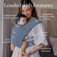 Ergobaby Embrace Baby Carrier Newborn to Toddler - Lightweight Ergonomic Baby Carriers - Cozy Essentials (7-25 Pounds), Ponte Knit, Oxford Blue thumbnail 3