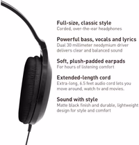 Panasonic Headphones, Lightweight Over the Ear Wired Headphones with Clear Sound and XBS for Extra Bass, Long Cord, 3.5mm Jack for Phones and Laptops – RP-HT161-K (Black) thumbnail 2